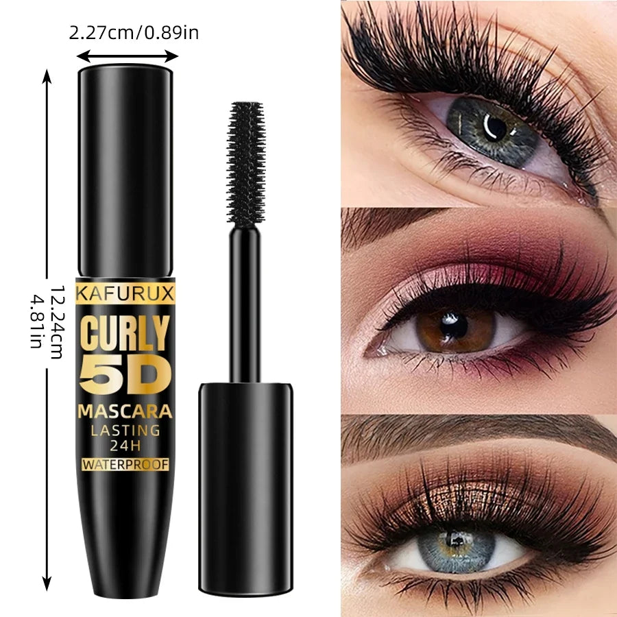 5D Black Waterproof Mascara Lengthens Eyelashes Extension Thick Silk Fiber Mascara Female Makeup Eye Cosmetics Tools for Gifts