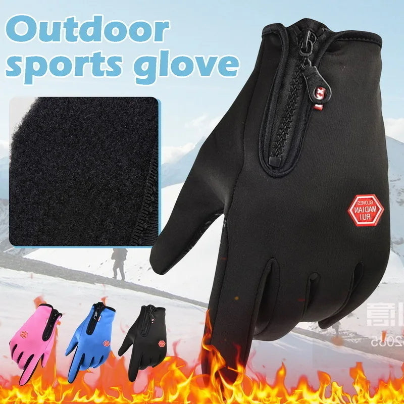 Winter Warm Cycling Gloves Bicycle Warm Touchscreen Full Finger Glove Waterproof Outdoor Bike Skiing Fishing Motorcycle Riding