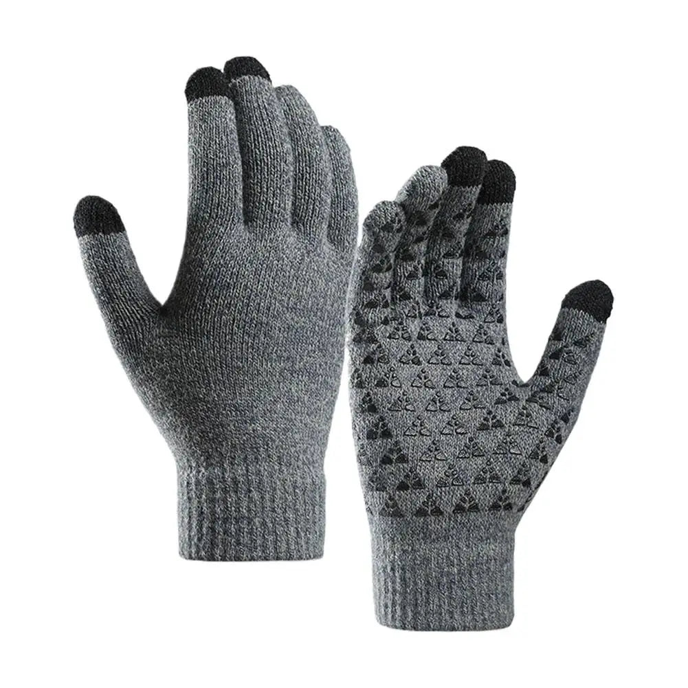 Winter Warm Touchscreen Gloves Men Women Windproof Soft Knit Cycling Gloves Anti Slip Silicone Grip For Outdoor Bicycle Driving