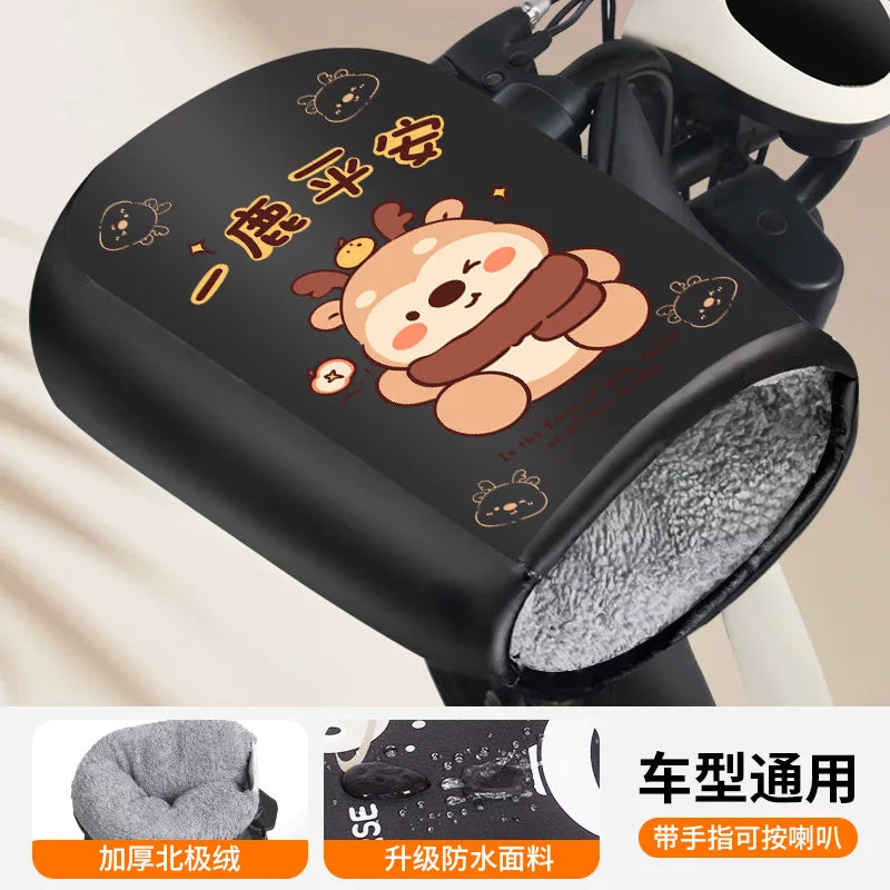 Winter Warm Handlebar Gloves Cycling Riding Thickened Warm Plush Gloves For Bicycle Motorcycle Windproof Soft Comfortable Gloves