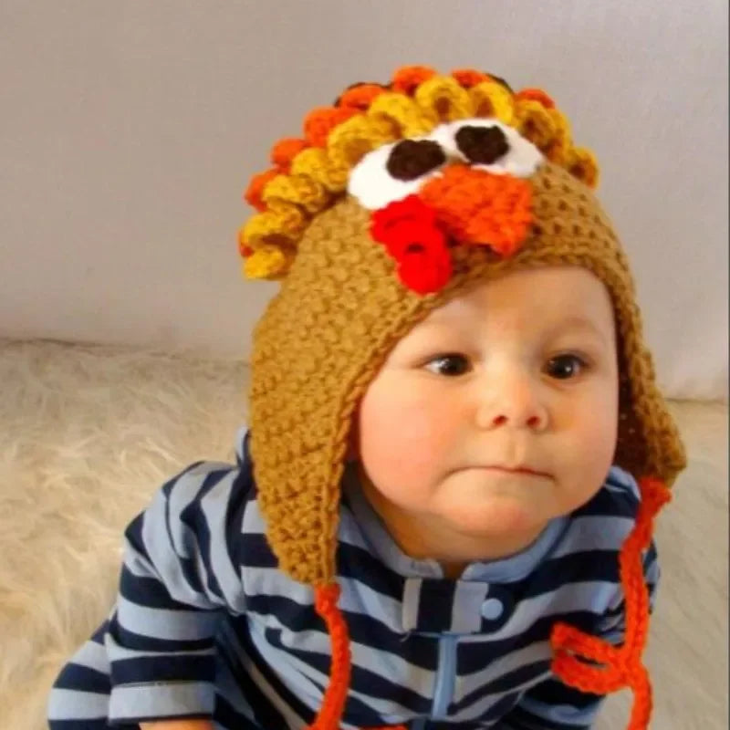 Family Thanksgiving Turkey Cartoon Pullover Hats - Cute Photo Scene Prop, Decorative Kids & Adult Headwear