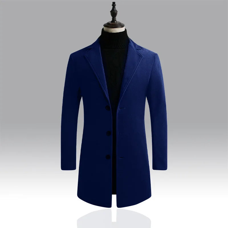 Autumn and Winter Men's Woolen Coat  Over Coat Long Winter Mens Wool Coats and Jackets