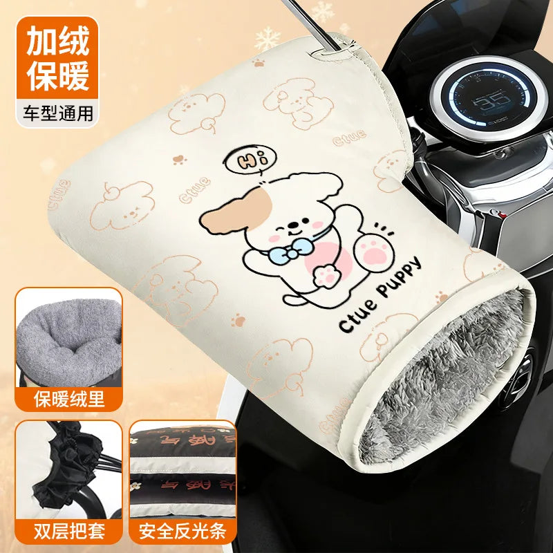 Winter Warm Handlebar Gloves Cycling Riding Thickened Warm Plush Gloves For Bicycle Motorcycle Windproof Soft Comfortable Gloves
