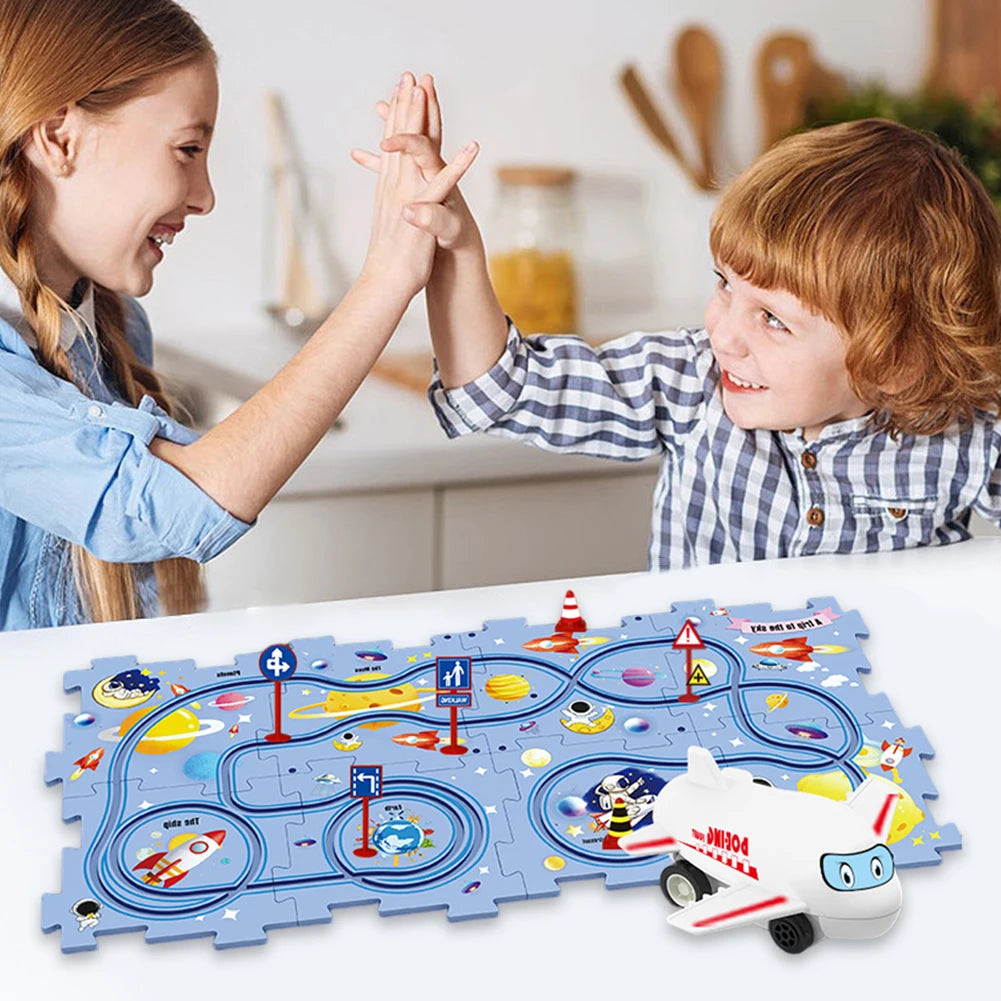 Montessori Toys DIY Assembling Electric Trolley Rail Car Building Toys Early Education Hand Eye Coordination for Kids Children