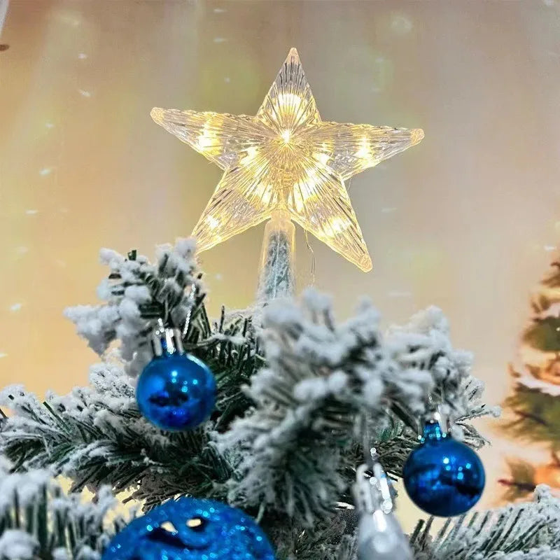 15cm Christmas Decoration Glowing Tree Topper Glitter Shining Star Xmas Tree Ornaments for Home Decor Navidad New Year 2026 Gift