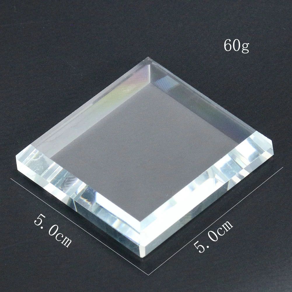 Transparent Square Cube Crystal Glass Base Craft Earrings Rings Necklace Jewelry Display Stand Home Decor Ornaments