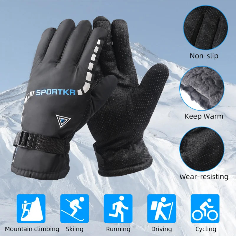 Winter Cycling Gloves Waterproof Antislip Outdoor Sports Ski Cycling Motocycle Warm Gloves Unisex Moto Equipments Accessories