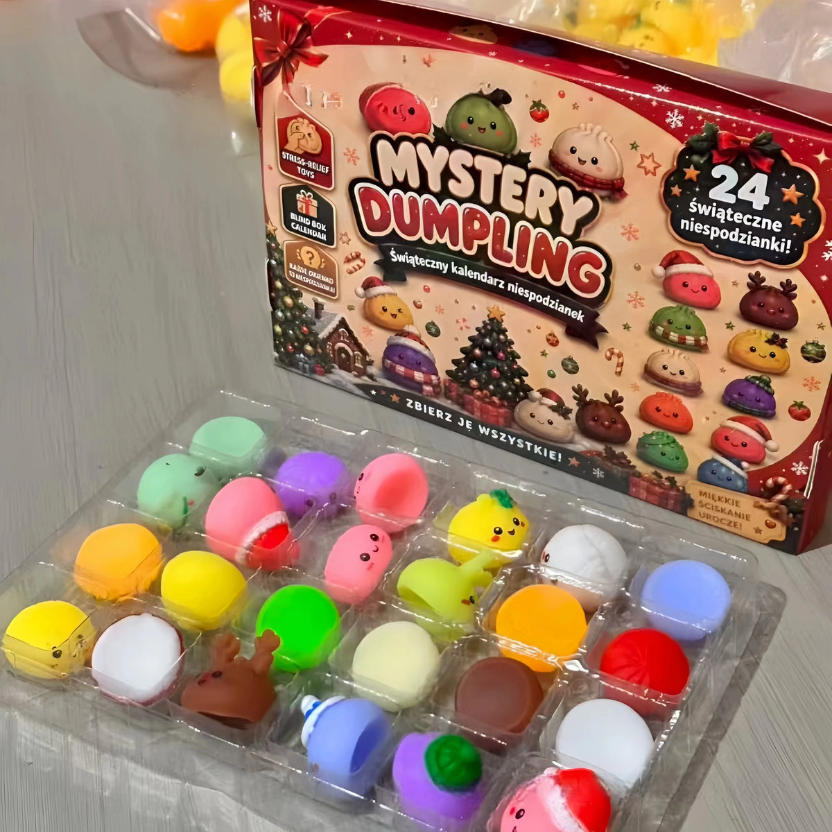 2026 Christmas Squishies Advent Calendar 24 Days Countdown Dumpling Squishy Stress Relief Fidget Mystery Surprise Gift Box Decor