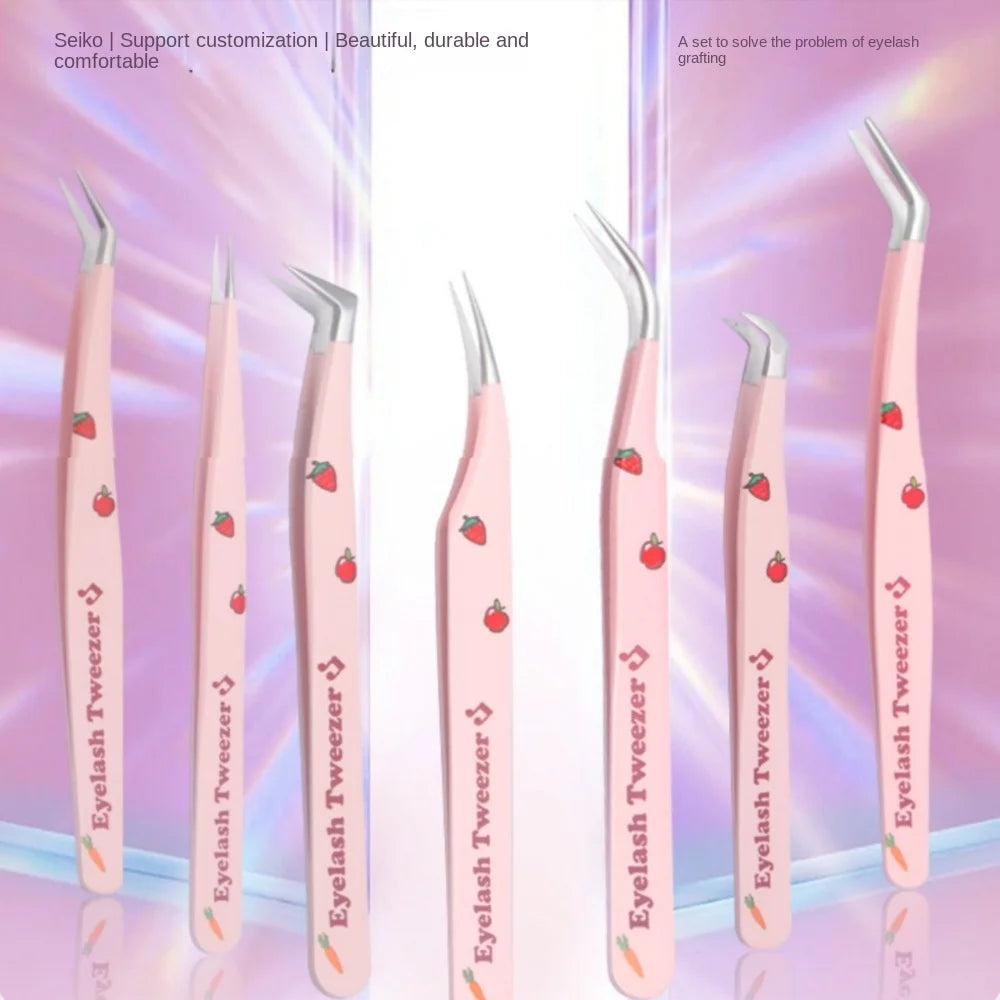 6 Types False Eyelash Tweezers Stainless Steel Anti-static Pincet Curved Strip 3D Lashes Extension Tweezer Makeup Tools