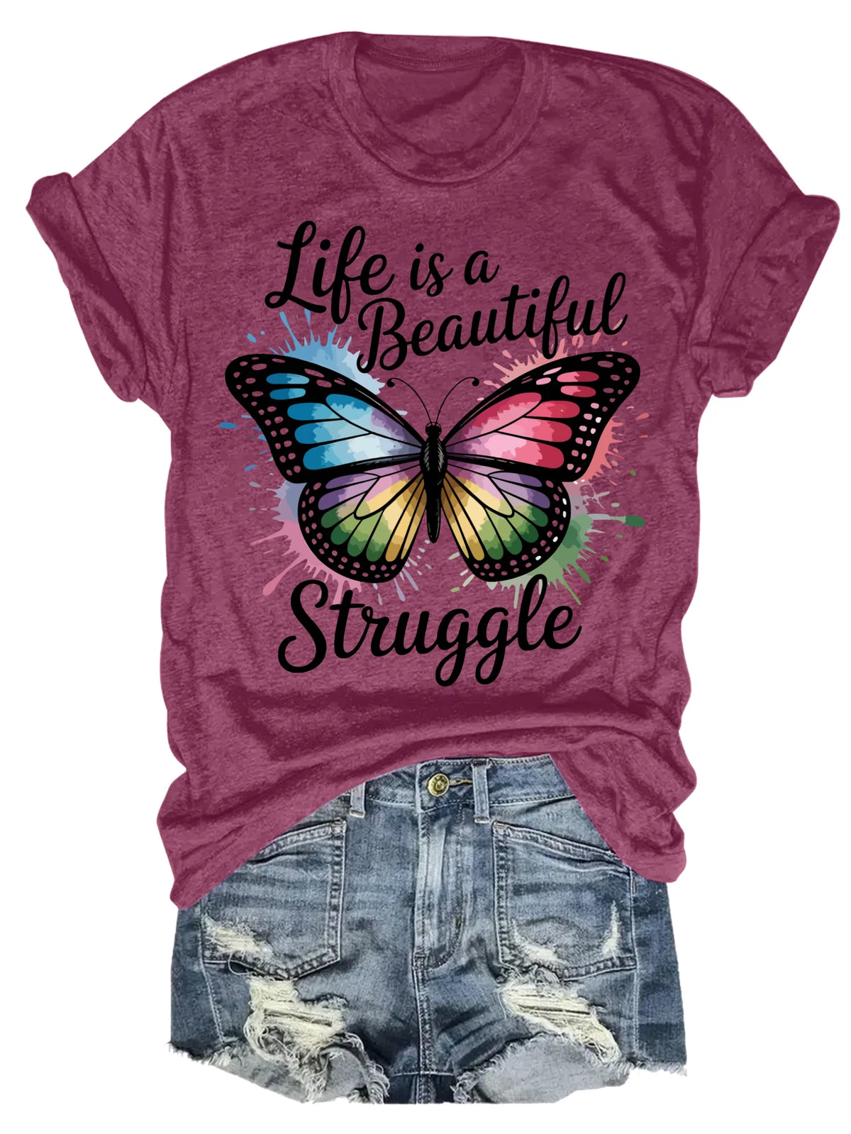 Women's plus size vest Life Is A Beautiful Struggle Suitable for sports and daily wear womens clothes summer casual shirts