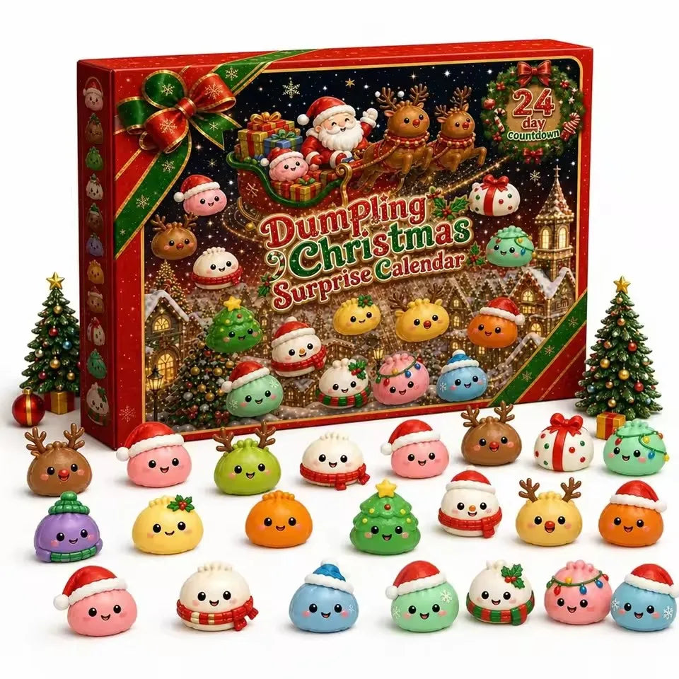 Christmas Advent Calendar 24 Days Countdown Set, Dumpling Squishy Slow Rising Squeeze Fidget Sensory Holiday Decor Gift