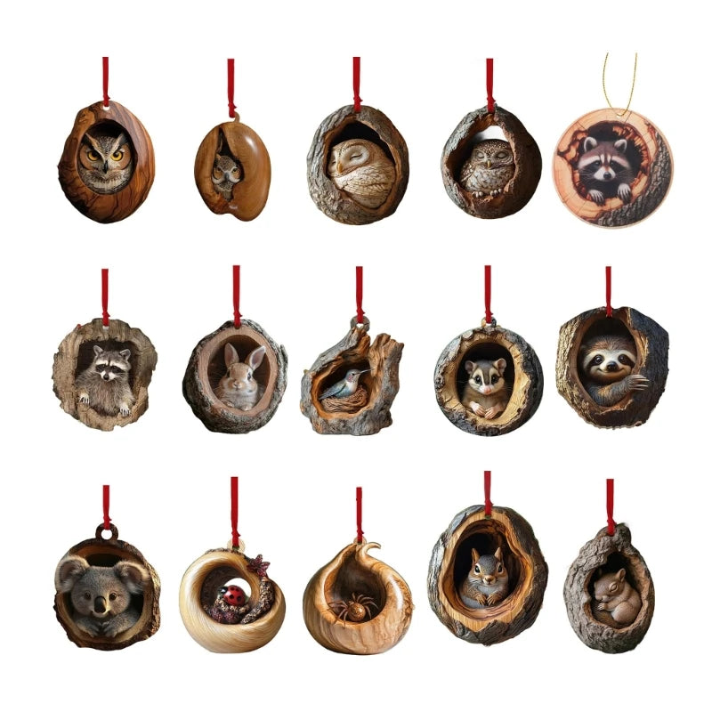 Elegant Charm Owl Christmas Ornament Craft from Sturdy 2D Acrylic Materials Fashion Accessory for Seasonal Decoration F1FB