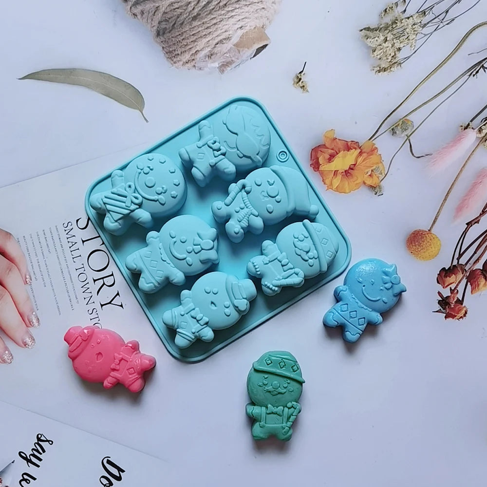 Christmas Gingerbread Man Candy Mold Silicone Mold Cookie Chocolate Baking Cake Mould DIY Christmas Atmosphere Scented Candle
