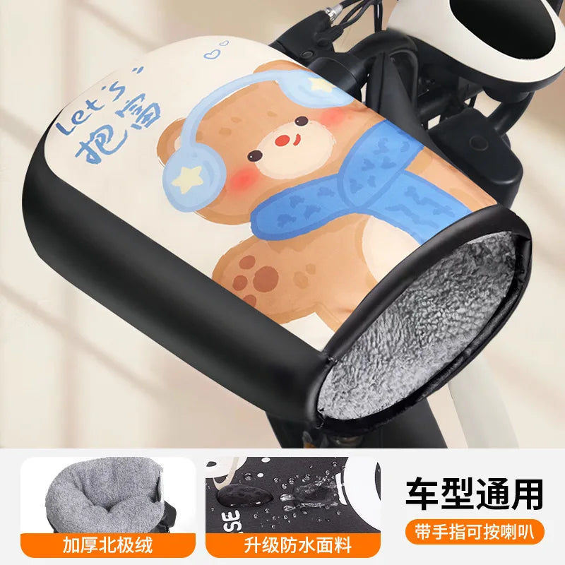 Winter Warm Handlebar Gloves Cycling Riding Thickened Warm Plush Gloves For Bicycle Motorcycle Windproof Soft Comfortable Gloves