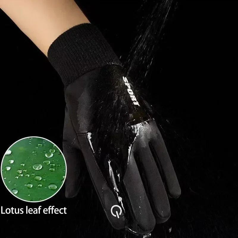 Motorcycle Gloves Guantes Winter Warm Full Fingers Gloves Waterproof Warm Hand Moto Ski Cycling Touch Screen Fleece Gloves