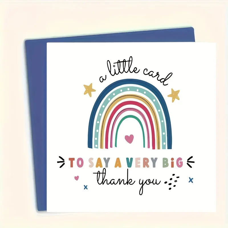 Whimsical Thank You Card with Colorful Rainbow & Stars Premium Card for Teachers, Doctors, Graduates, Coworkers - Thanksgiving,