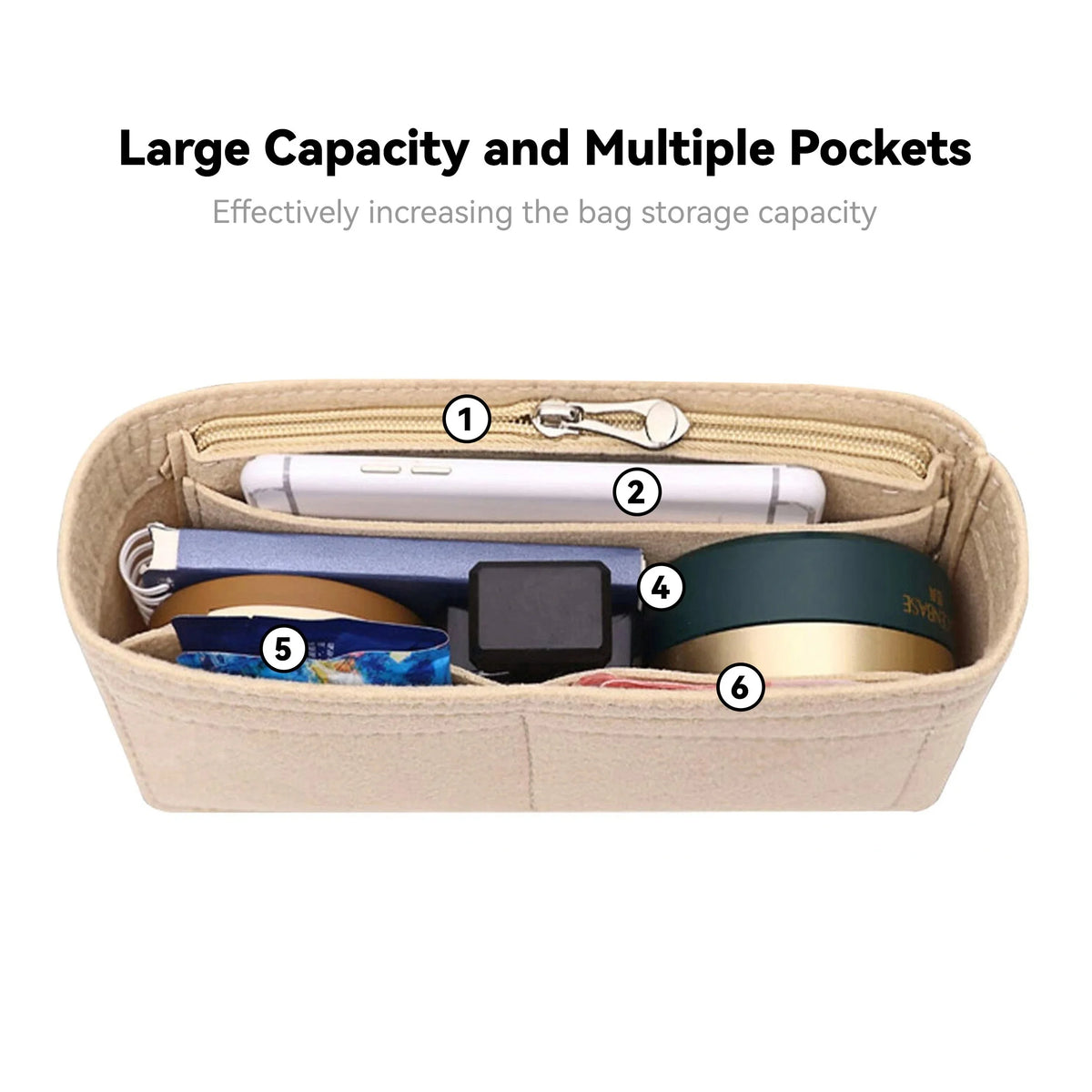 Felt Insert Bag Organizer, Makeup Organizers, Liner Perfect for Brand