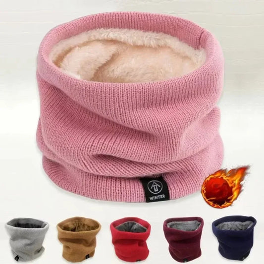 Winter Knit Neck Warmer Unisex Fleece Lined Thick Tube Scarf Windproof Thermal Circle Outdoor Ski Cycle Cold Weather Neck Cover