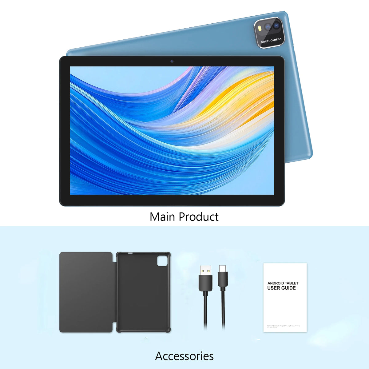2026 Model (Upgraded Version) | 10.1-inch Android 16 Tablet | Quad-core Processor | 12GB (3GB + 9GB) RAM + 64GB ROM | Wi-Fi 6