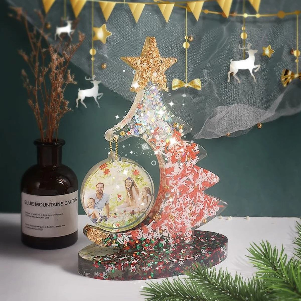 DIY Christmas Tree Photo Frame Making Tools - Crystal Resin Epoxy Craft Casting Molds Silicone Handmade Home Decoration Crafts