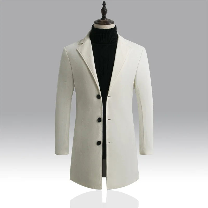 Autumn and Winter Men's Woolen Coat  Over Coat Long Winter Mens Wool Coats and Jackets
