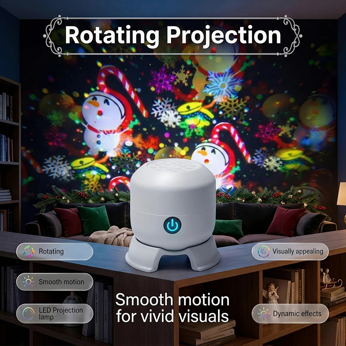 Christmas Projector Light 22 Patterns Rotating LED Projection Lamp Santa Claus Snowflake Elk Xmas Decor Night Light Rechargeable