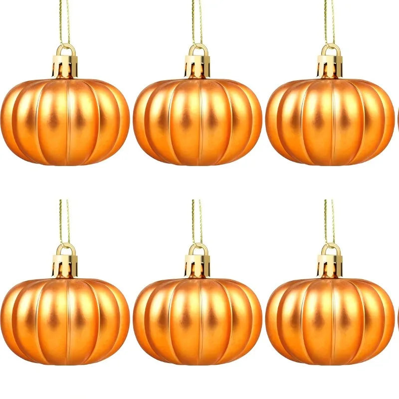 12pcs Halloween Hanging Ornaments Thanksgiving Pumpkin Ball Hanging Pendants DIY Christmas Tree Decoration Home Party Decors