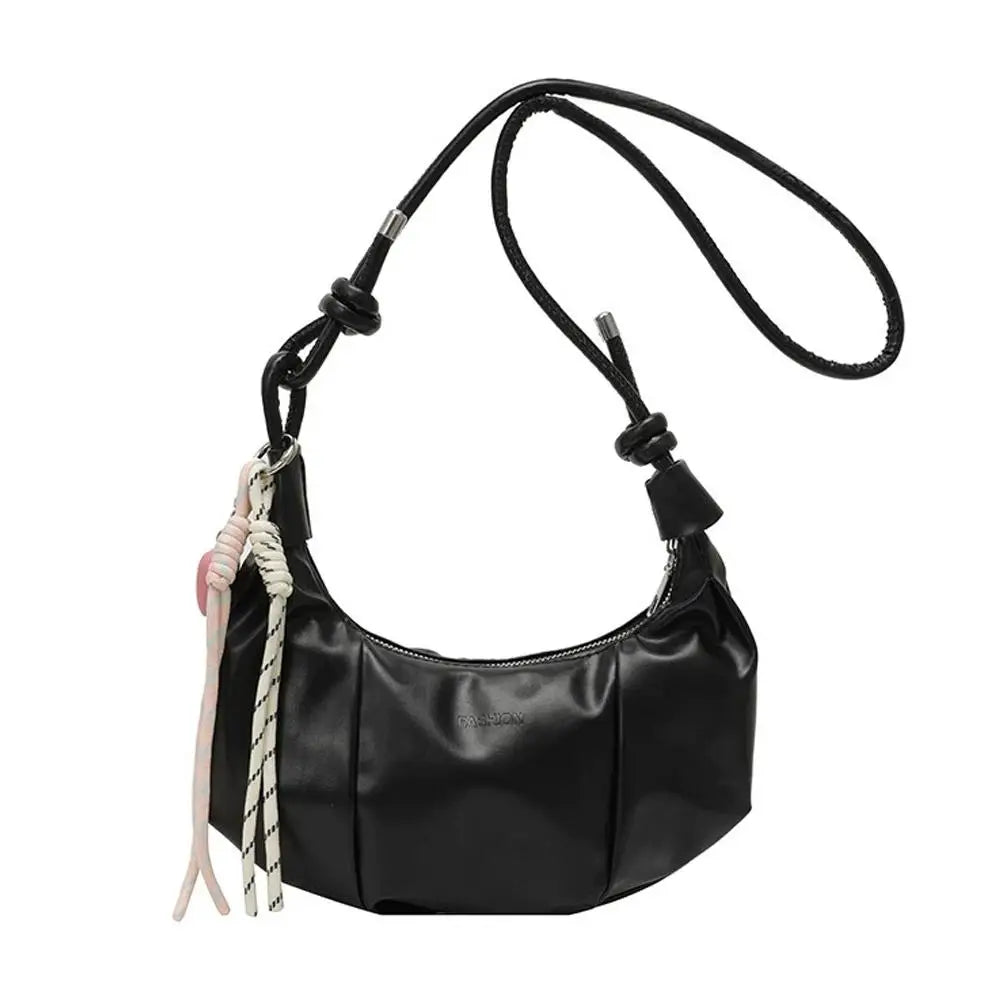 Fashion Ruched Dumpling Bag PU Leather Shoulder Underarm Bags for Women Elegant Pleated Crossbody Purse