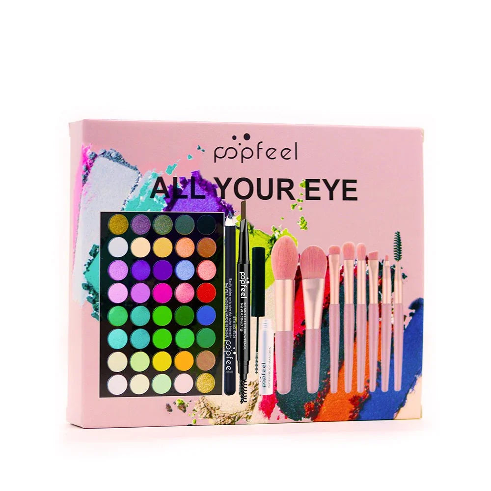POPFEEL Eye Makeup Set 40 Color Eyeshadow Palette Eyebrow Pencil Eyeliner Pen Mascara With A Set Of Makeup Brushes Eye Cosmetics