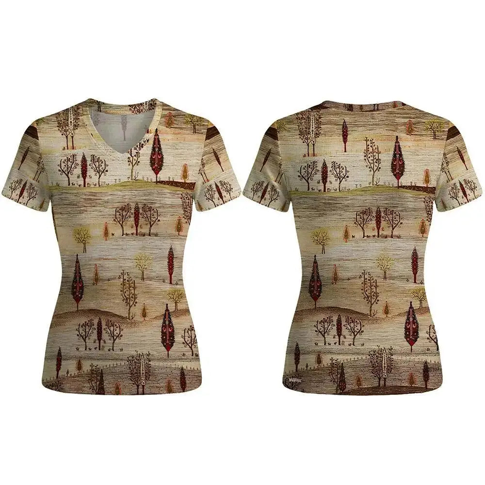 Bohemian Print V-Neck T-Shirt