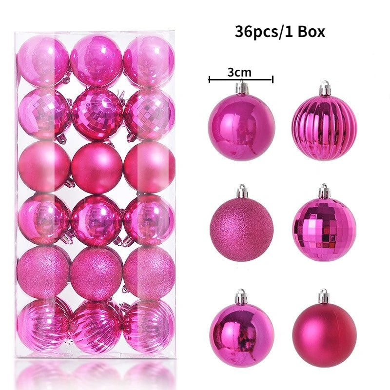 24/36Pcs Merry Christmas Ball Hanging Christmas Tree Decoration for Home Indoor Decor New Year 2026 Navidad DIY Party Supplies