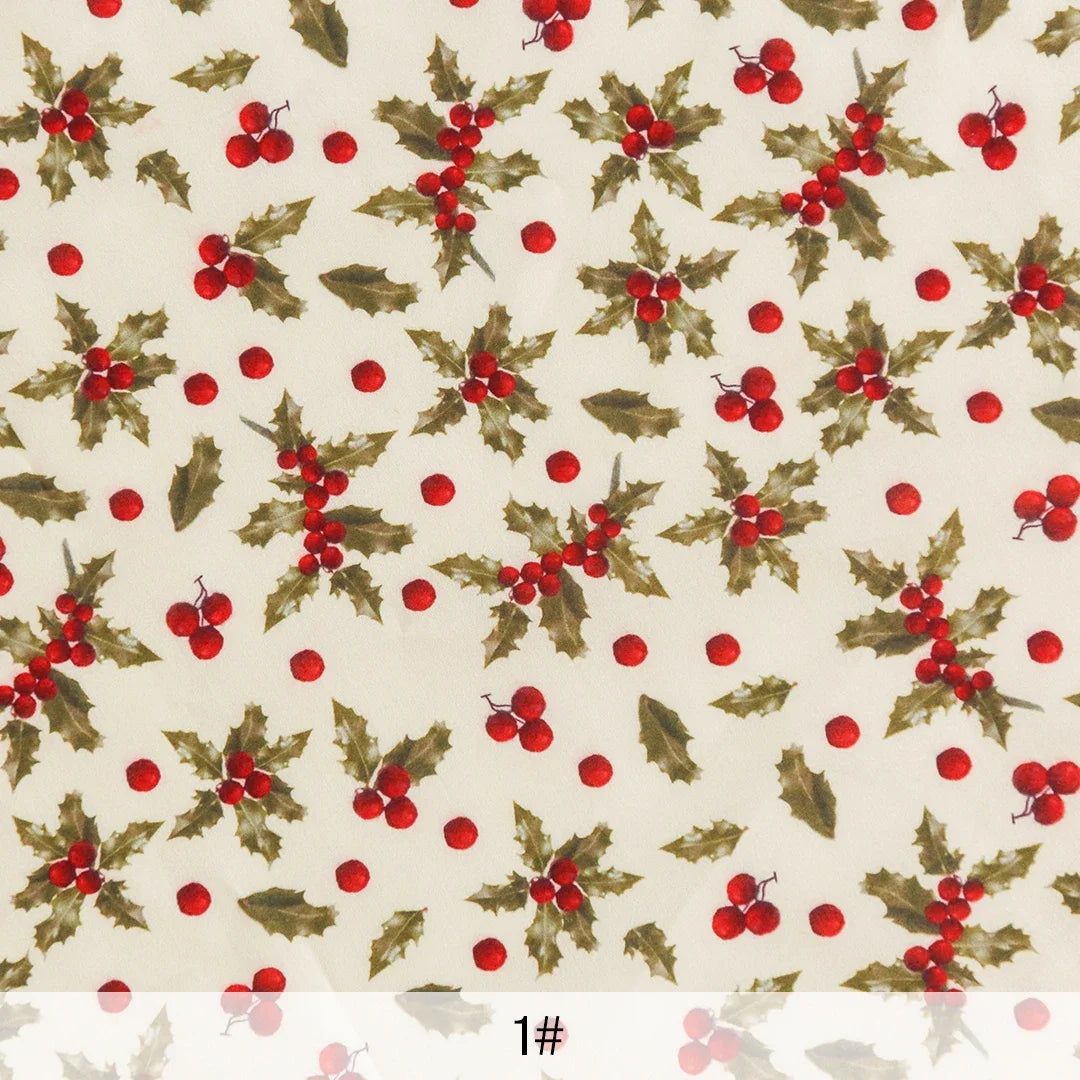 0.5/1/3/5m Christmas Fabric Cardinal Joyful Tradition Holiday Decor Bird, Snowflake, Holly Leaf Pattern DIY Crafts, Pet Clothing