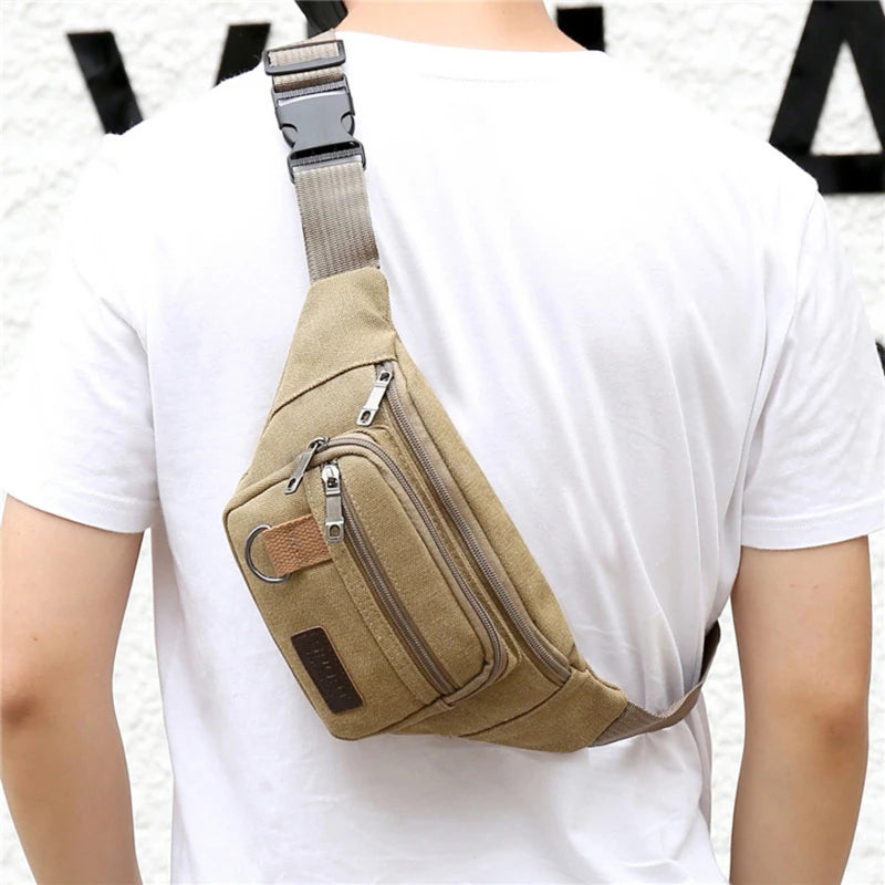 Chest Bag Canvas Waist Bag Women Men's Belt Bag Fashion Bum Bag Travel