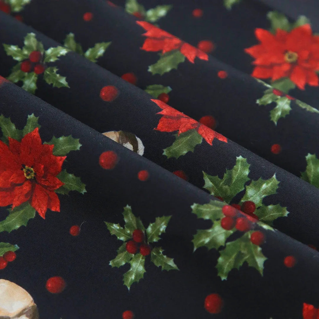 0.5/1/3/5m Christmas Fabric Cardinal Joyful Tradition Holiday Decor Bird, Snowflake, Holly Leaf Pattern DIY Crafts, Pet Clothing