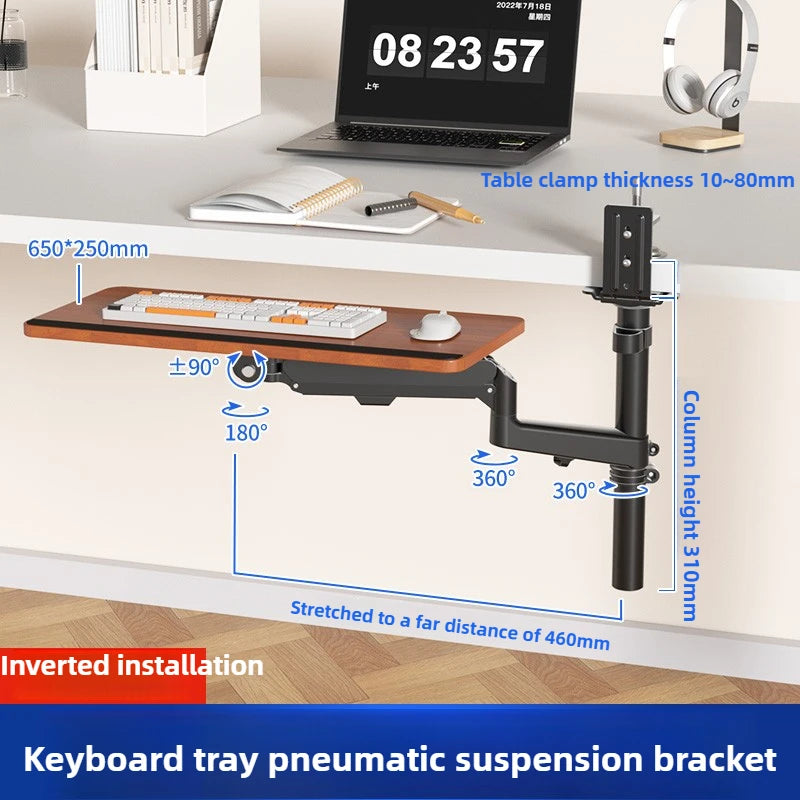 Under Desk Keyboard Tray Ergonomic Floating Pull-Out Shelf Adjustable Foldable Keyboard Holder for Office Desk Accessories