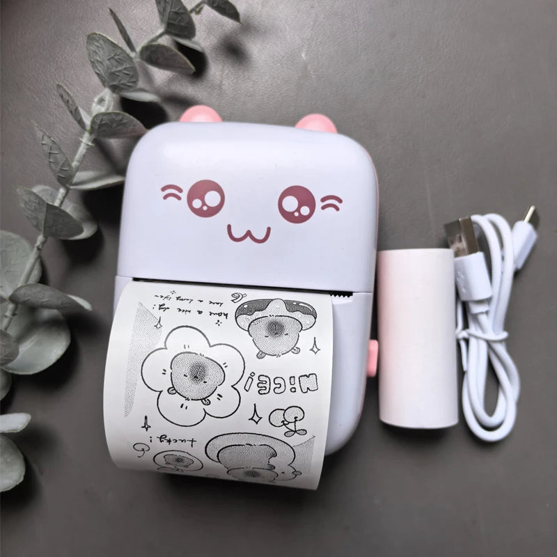 Mini Printer Thermal Printing Portable Wireless Receipt Memo Wrong Question Printer for Smartphones And Tablets With USB Cable