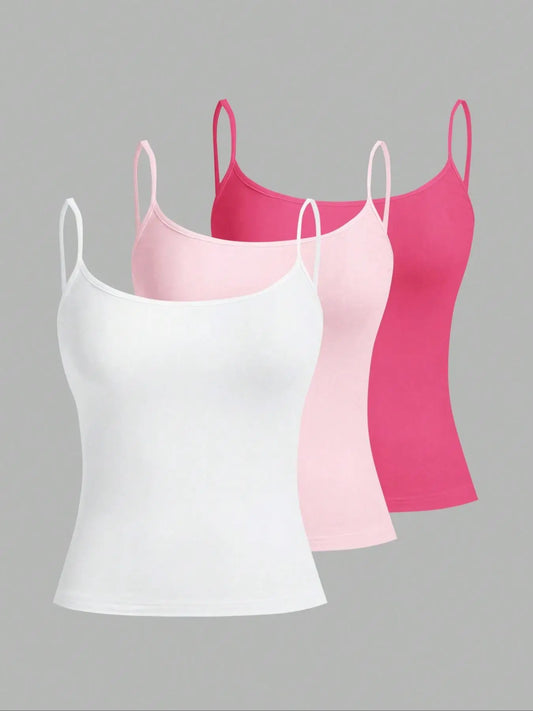 European and American Spring, Summer and Autumn Solid Color Daily Casual Adjustable Suspender Vest Three-Piece Set