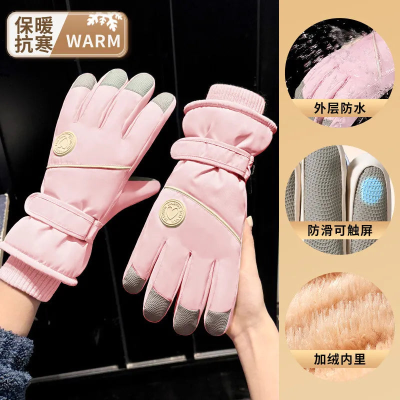 Winter Gloves for Women Touchscreen Riding Bike Motorcycle Warm Fleece Lined Windproof Thickened Waterproof