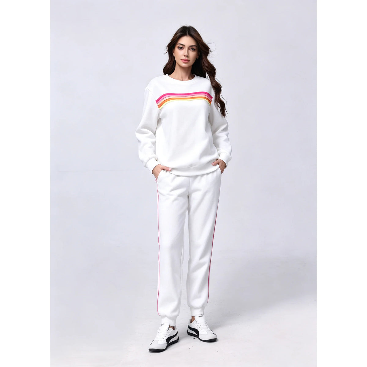Rainbow Stripe Sweatsuit Set, 2 Piece