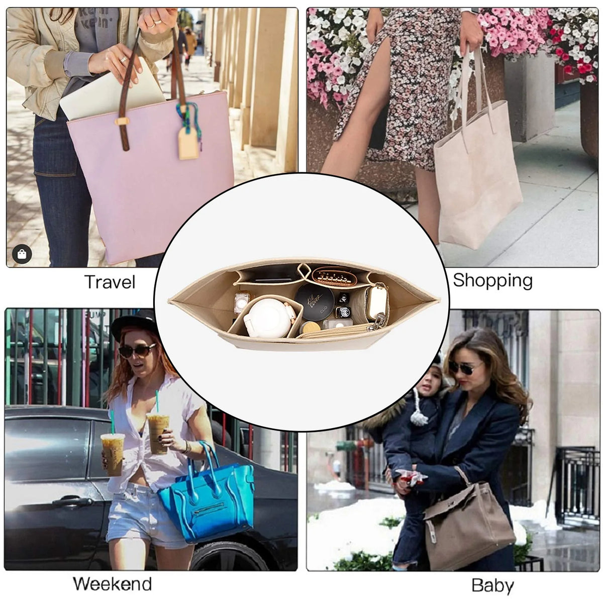 Felt Insert Bag Fits For Longchamp Handbag Liner Bag Felt Cloth Makeup