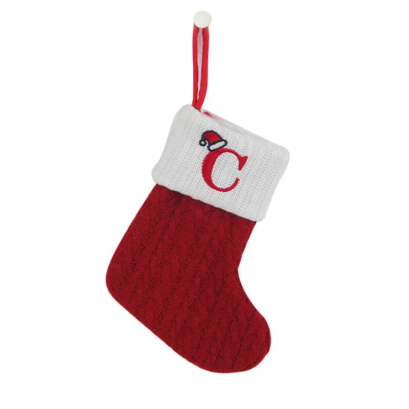 Christmas Socks Knitting Snowflake Letter Stocking Christmas Decoration For Home 2024 Xmas Tree Ornament Gift Navidad Natal 2025