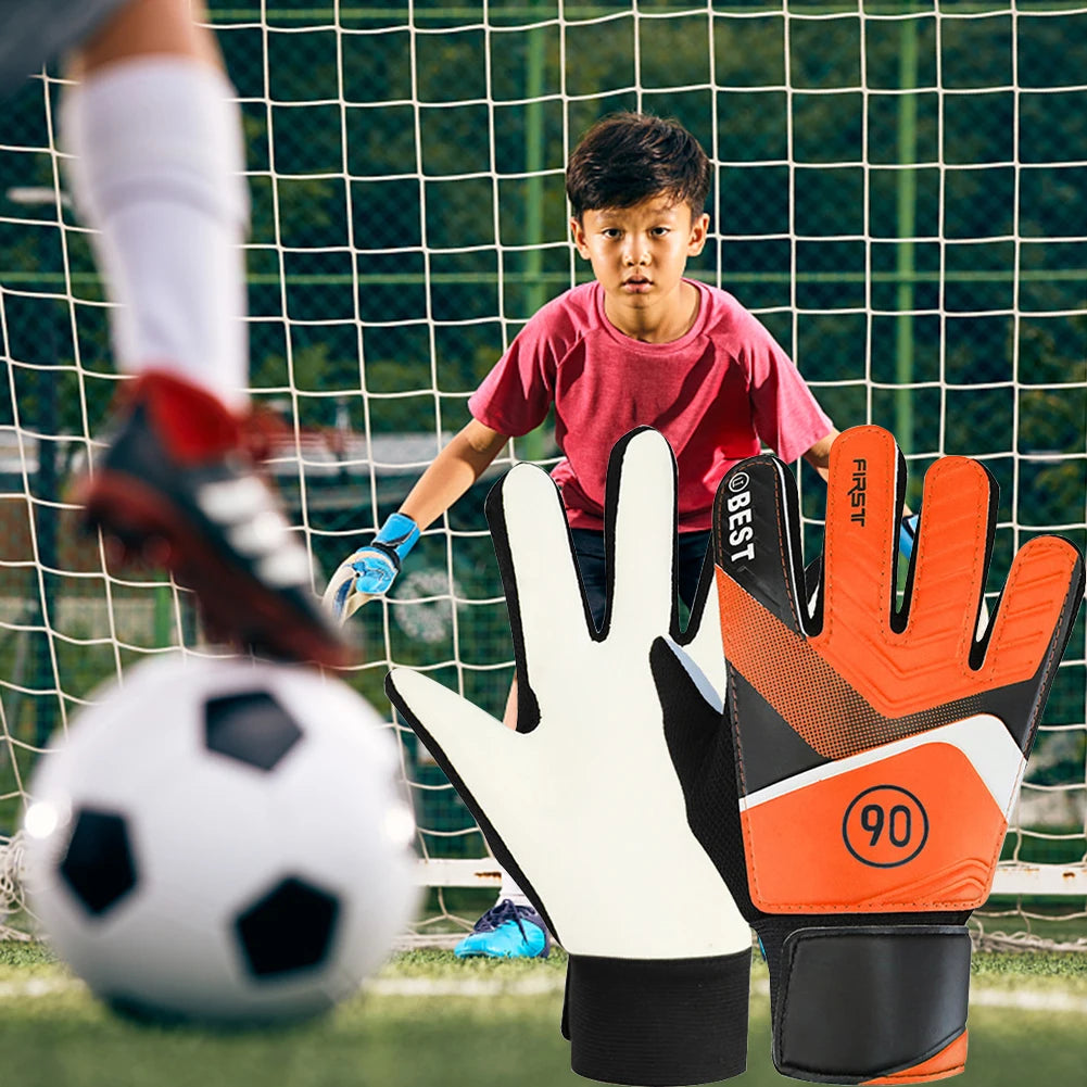 Children's Goalkeeper Gloves Anti-Collision Latex PU Goalkeeper Hand Protection Football Gloves Soccer Accessories for Kids
