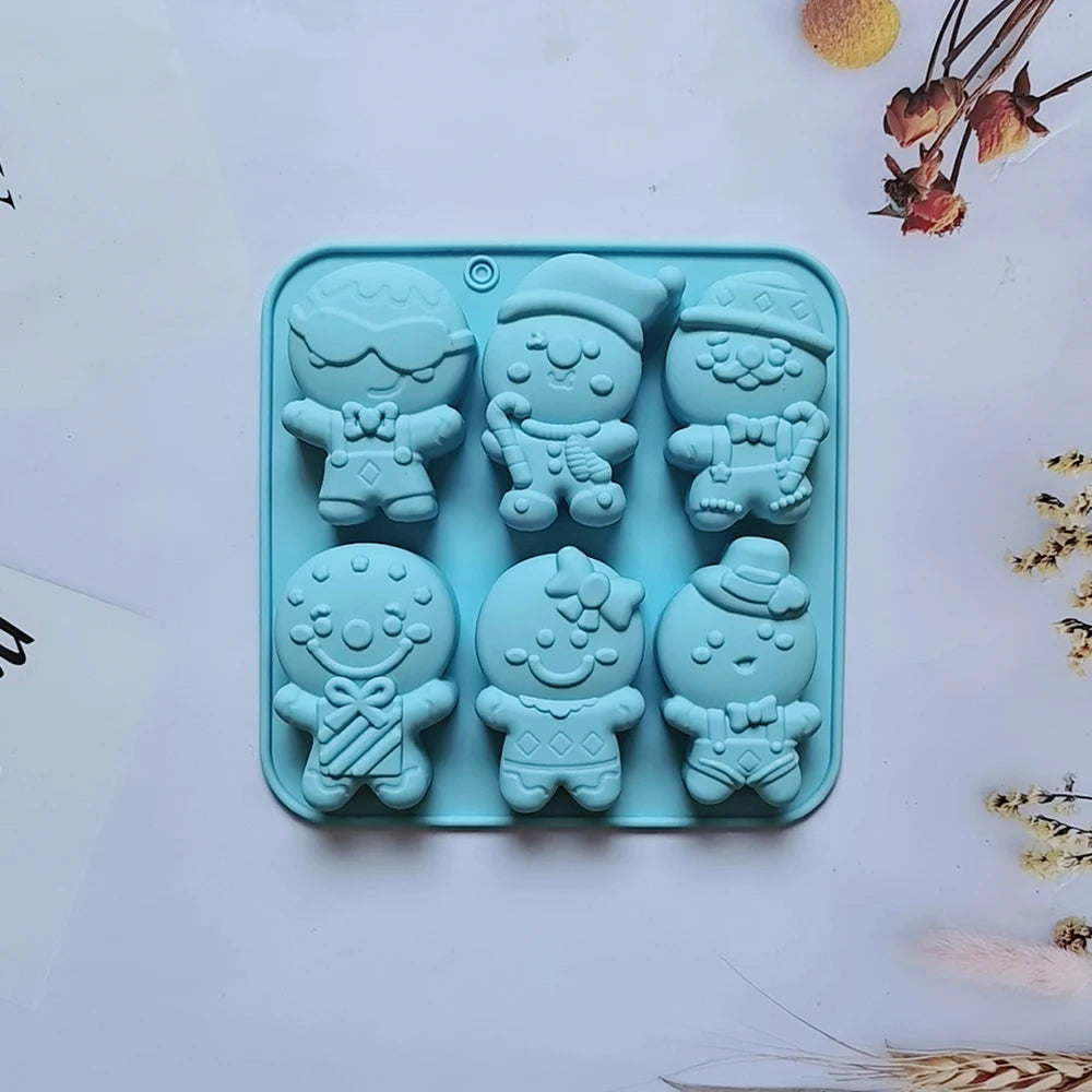 Christmas Gingerbread Man Candy Mold Silicone Mold Cookie Chocolate Baking Cake Mould DIY Christmas Atmosphere Scented Candle