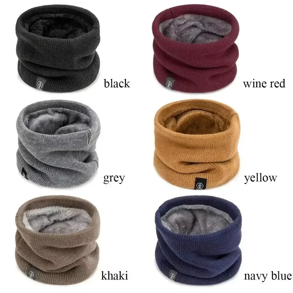 Winter Knit Neck Warmer Unisex Fleece Lined Thick Tube Scarf Windproof Thermal Circle Outdoor Ski Cycle Cold Weather Neck Cover
