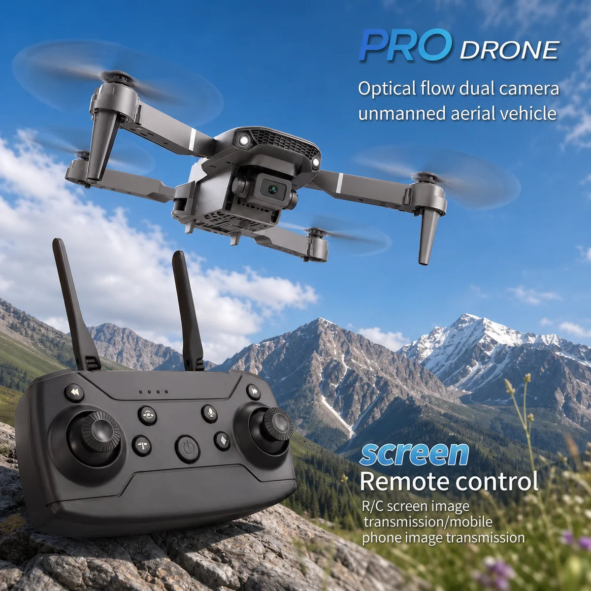2026 Upgraded E99 PRO MAX Foldable Drone with Dual Camera 4K HD, Screen Remote Control, 2 Batteries 40Min Flight Time, One Key Return, LED Lights, Mini RC Quadcopter for Adults Beginners, Black Friday Christmas Gift
