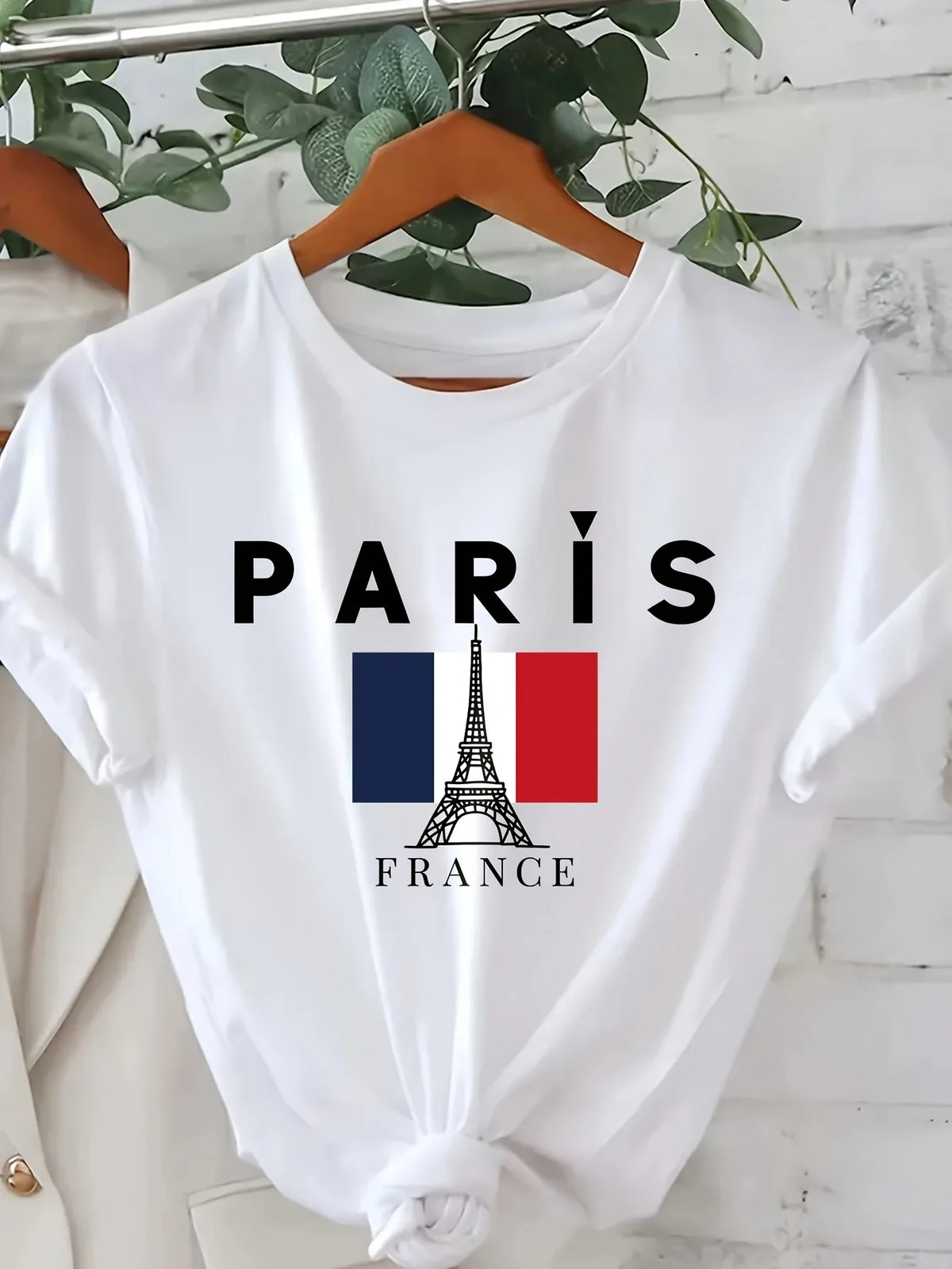 Women's Casual Crew Neck Short Sleeve Paris Letter Print T-Shirt - Soft Breathable Relaxed Fit Stylish Graphic Tee - Perfect