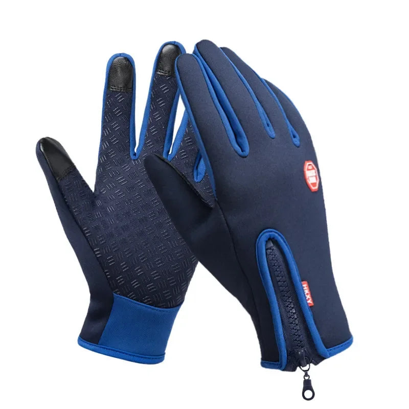 Winter Motorcycle Riding Gloves Waterproof Windproof Cycling Gloves Snowboard Motorcycle Driving Warm Touchscreen Zipper Glove