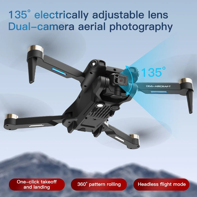 New D66 Drone with Large Screen Brushless Motor Obstacle Avoidance Remote Control Aircraft for Outdoor Entertainment