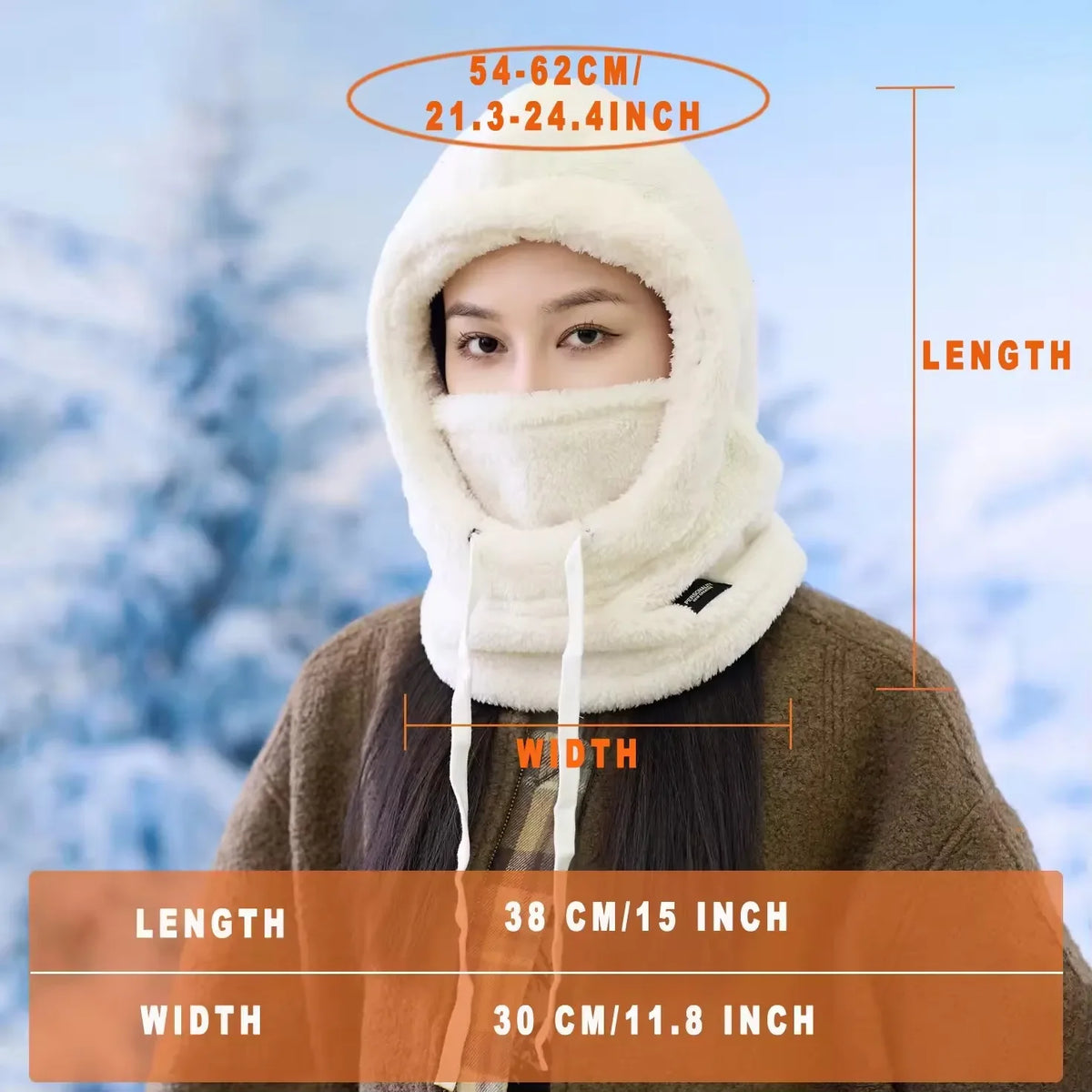 Winter Warm Fleece Hood Scarf for Women Windproof Full Face Cover Hat Outdoor Sports Cycling Neck Warmer