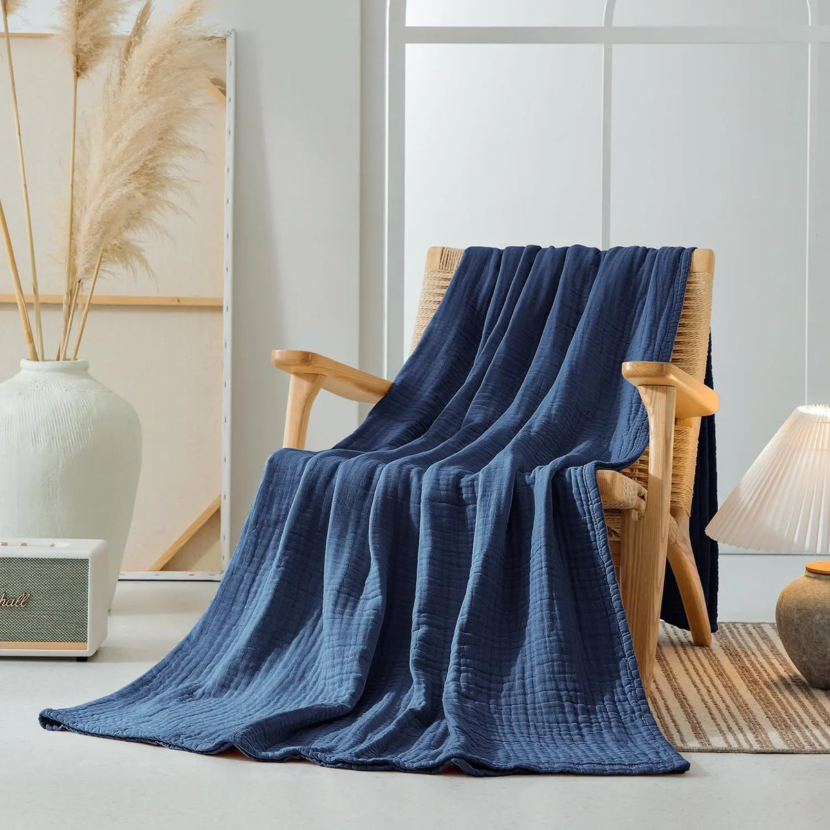 100% Cotton Muslin Blanket,6-Layer Lightweight Blanket for Bed,Pre-Washed Breathable Gauze for Bed Layering,All Season Comfort